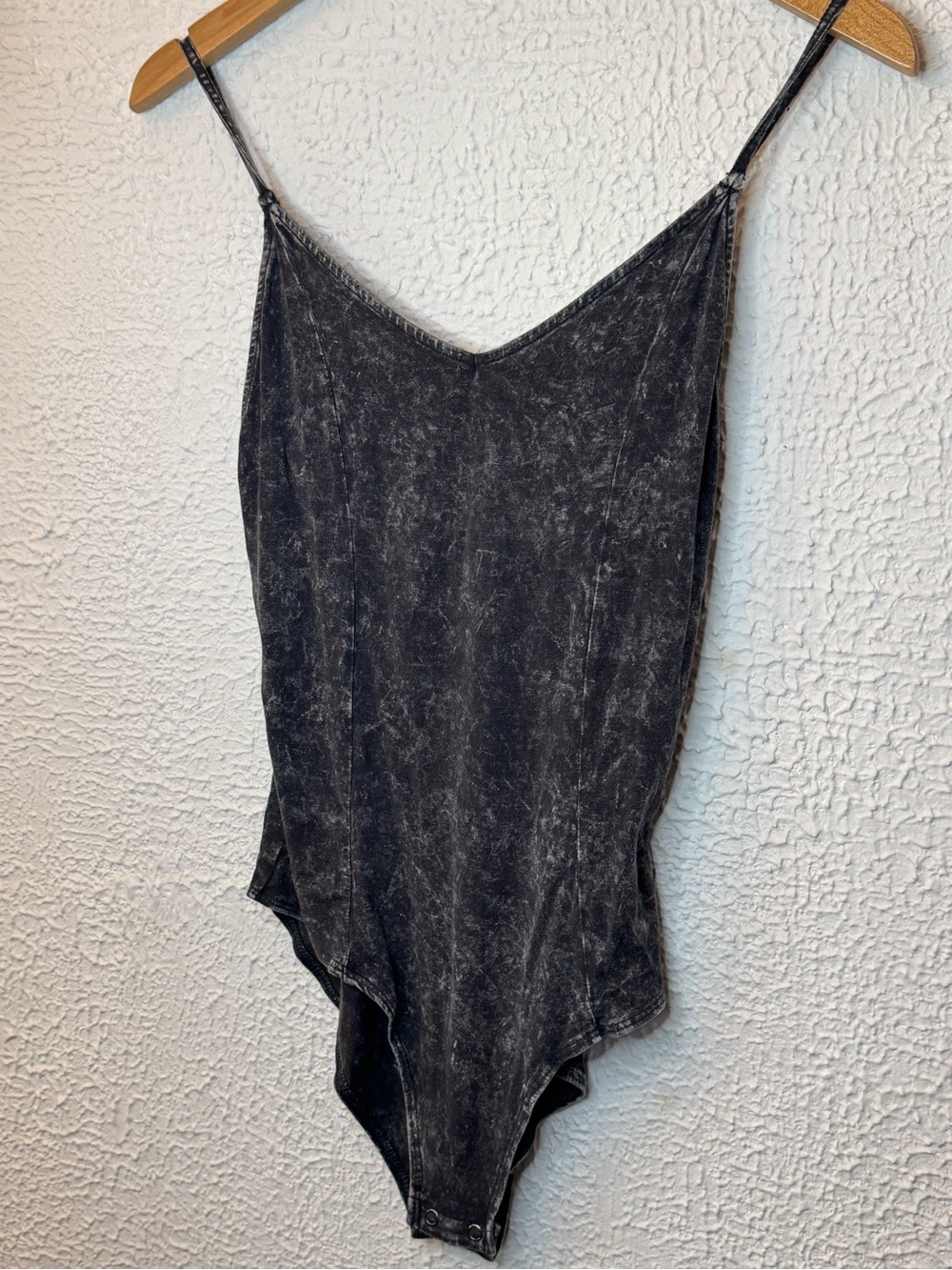 American Eagle Outfitters Black Acid Washed Spaghetti Strap Bodysuit